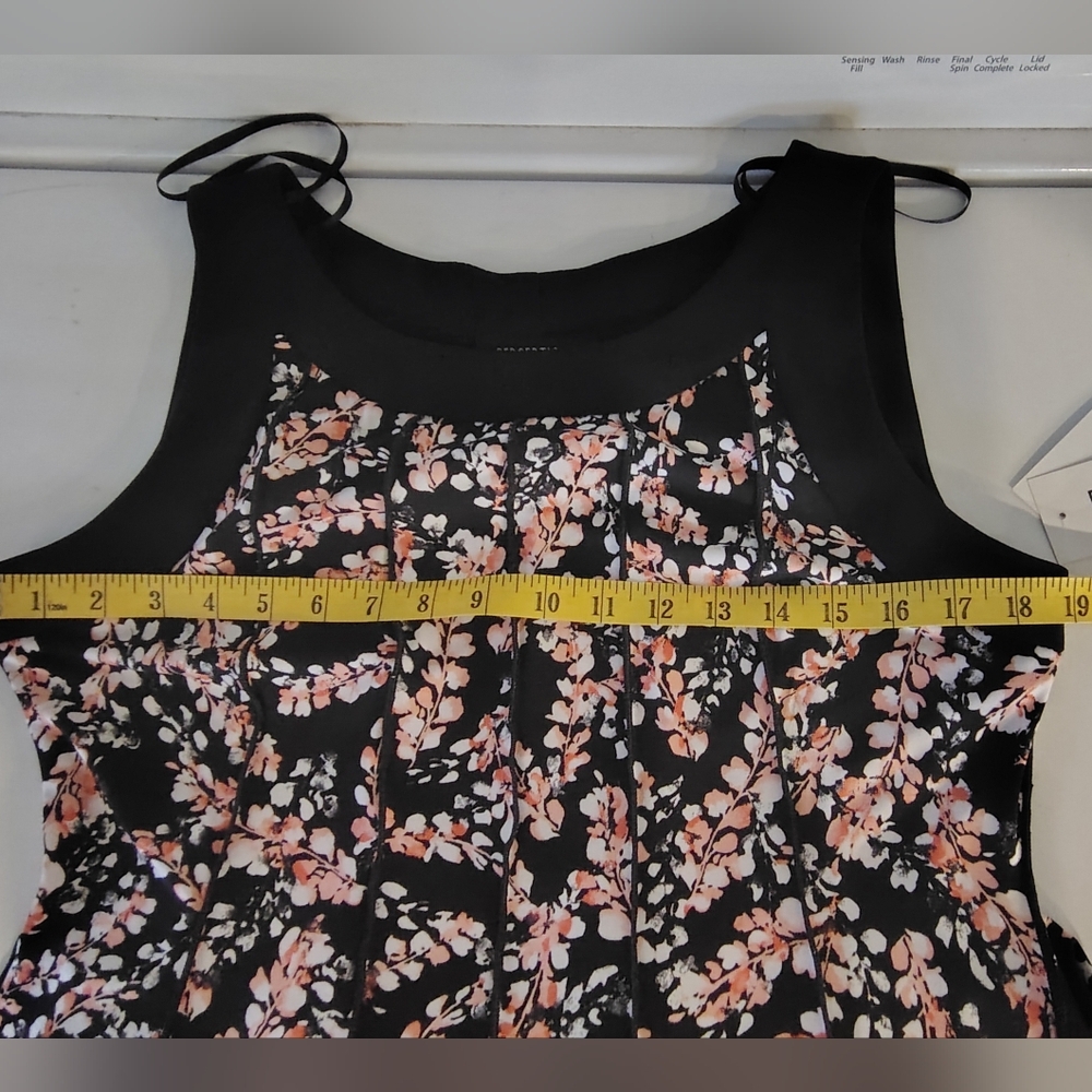 Perceptions Black and Coral Floral Sleeveless Midi Dress. NEW - Picture 6 of 11